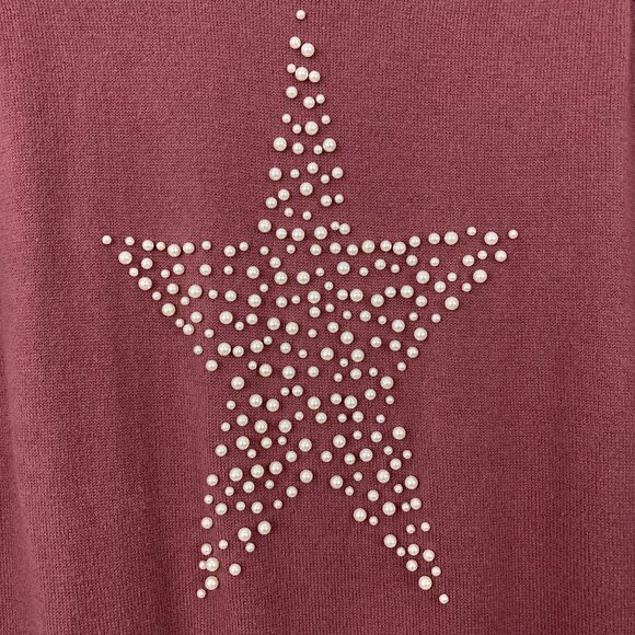Torrid Pearl Star Pullover Crew Sweater Size 1 1X Embellished Rose Brown Cotton - Picture 3 of 6